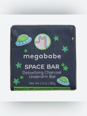 megababe SPACE BAR Detoxifying Charcoal Underarm Bar - Black with Green Accents